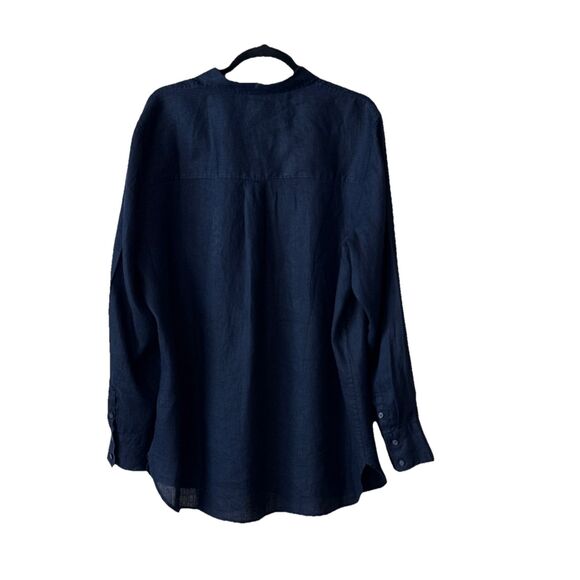 NWT Boden Womens Shirt Size 14 Long 100% Linen Long Sleeve Button Down Navy Blue - Picture 3 of 9